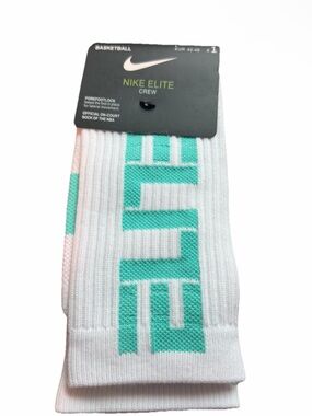 Nike Elite Crew Socks - White/Teal Accent